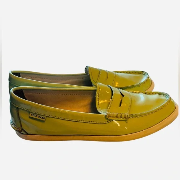 Cole Haan High End Preppy Women's 9.5 Patent Leather Slip On Green Loafers - Picture 5 of 9
